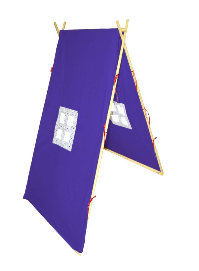 CREATIVE TEXTILES Tent House for Kids Collapsible A Frame Play Tent | Tent House | Play House for Children (Purple) - Image 1